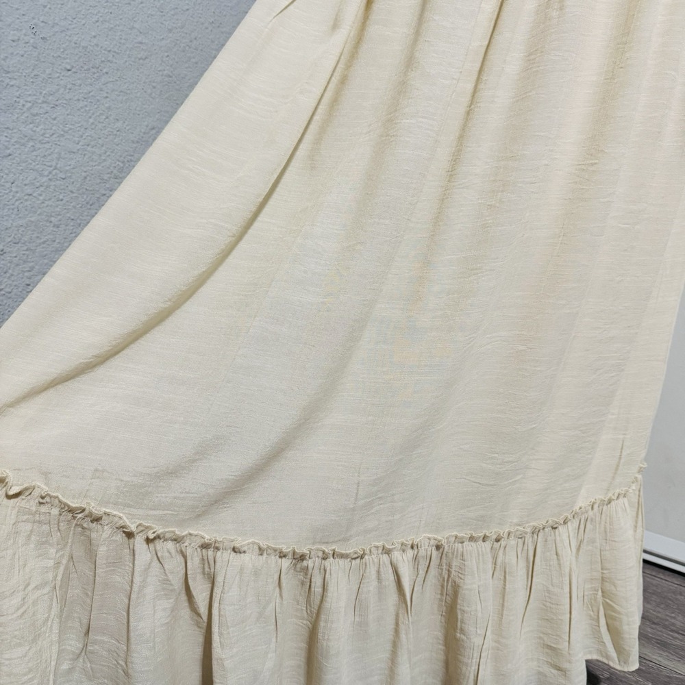 Cottagecore Sincerely Jules Cream Smocked Peasant Maxi Bohemian Tiered‎ Dress M - Picture 6 of 15